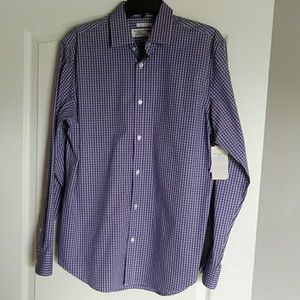 Mens Old Navy Plaid Slim Fit Dress Shirt